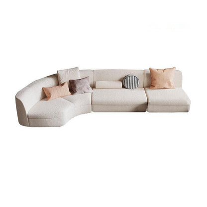 Sibyl Four Seater Curved Sofa, Leathaire, Boucle | Weilai Concept