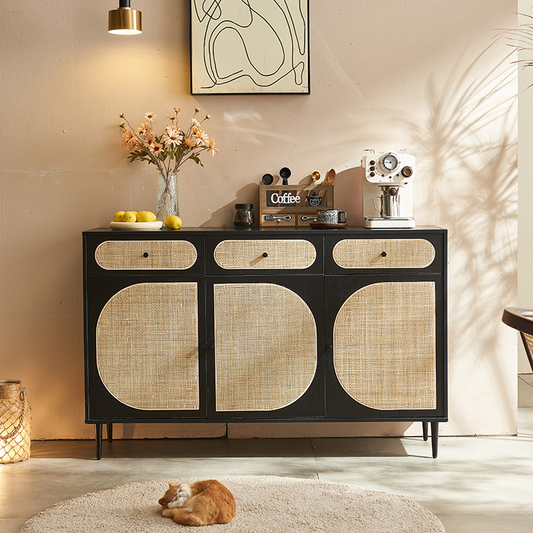 Ballard Rattan Sideboard, Black-Weilai Concept