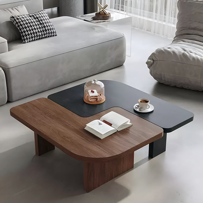 Helios Square Coffee Table Set, Black & Walnut