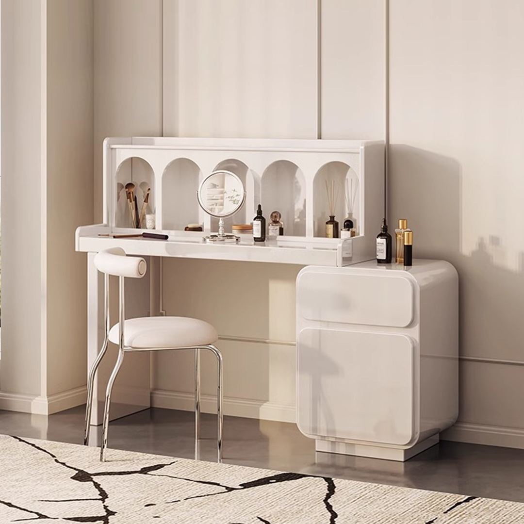 Qwincy Dressing Table With Sideboard, Black, Cream-Weilai Concept