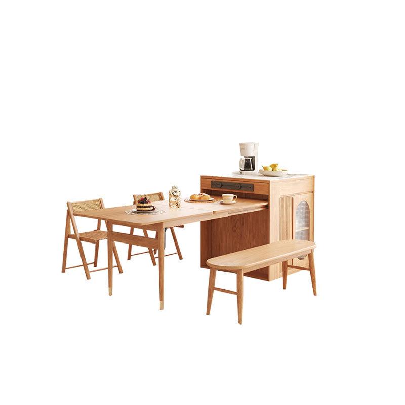 Dawn Extandable Dining Table Set With Side Storage, Solid Wood | Weilai Concept