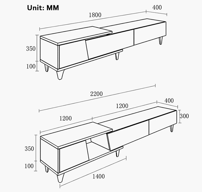 Noric Media Units, Extendable TV Stand, Coffee Table, Side Cabinet-Weilai Concept