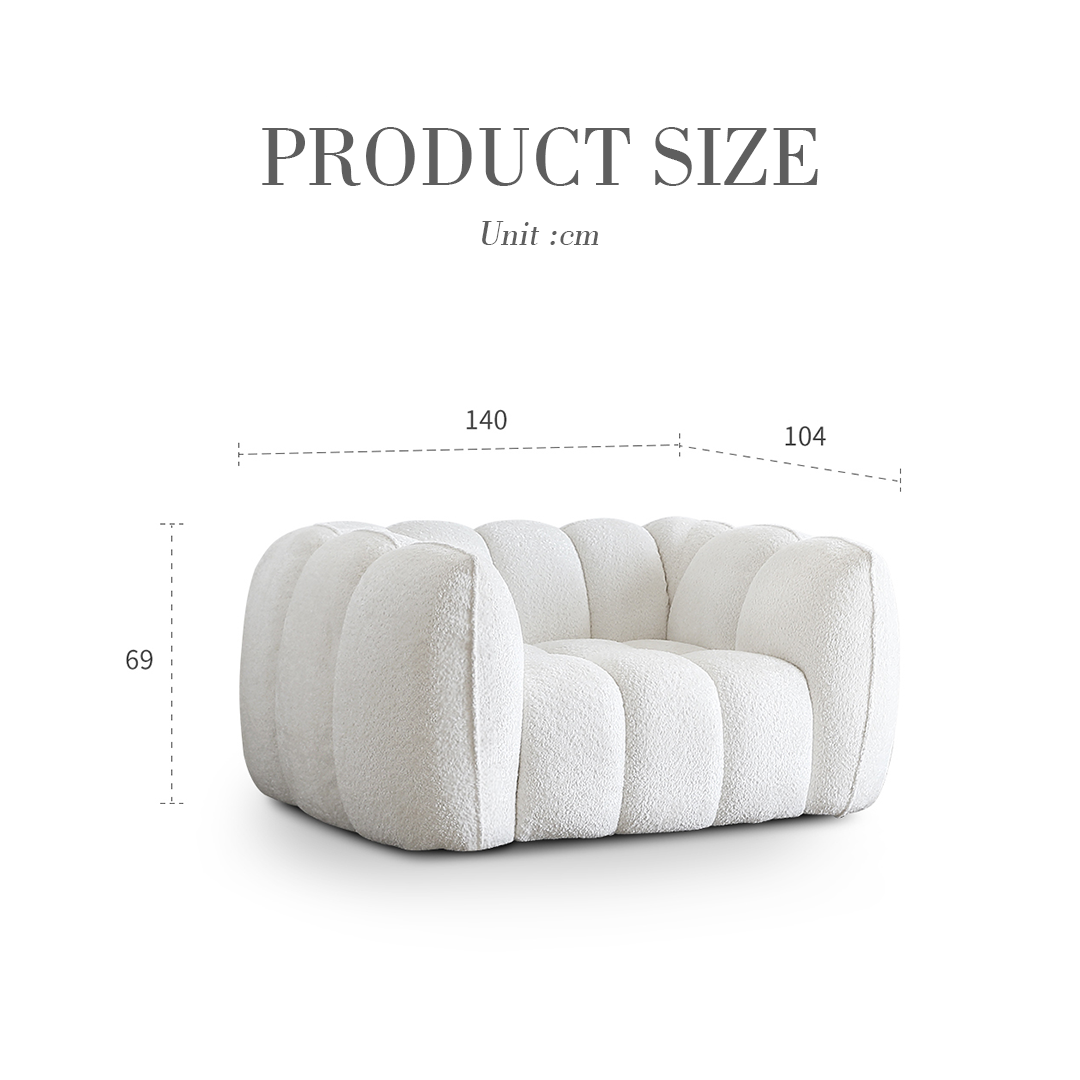 Oxley Pumpkin Single Sofa, Armchair, White-Weilai Concept