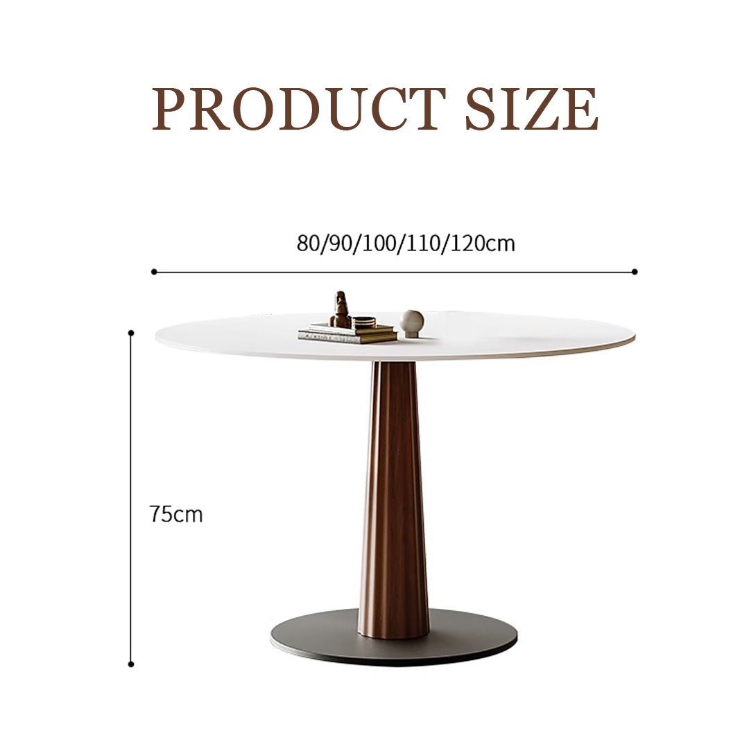 Anderson Small Round Dining Table Set, Sintered Stone & Solid Wood-Weilai Concept