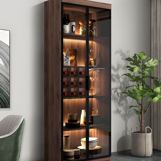 Silen Cocktail Drinks Cabinet, Drink Cabinet, Wine Cabinet, Wood & Glass-Weilai Concept