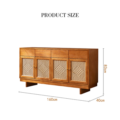 Hadza Narrow Sideboard, Solid Wood-Weilai Concept