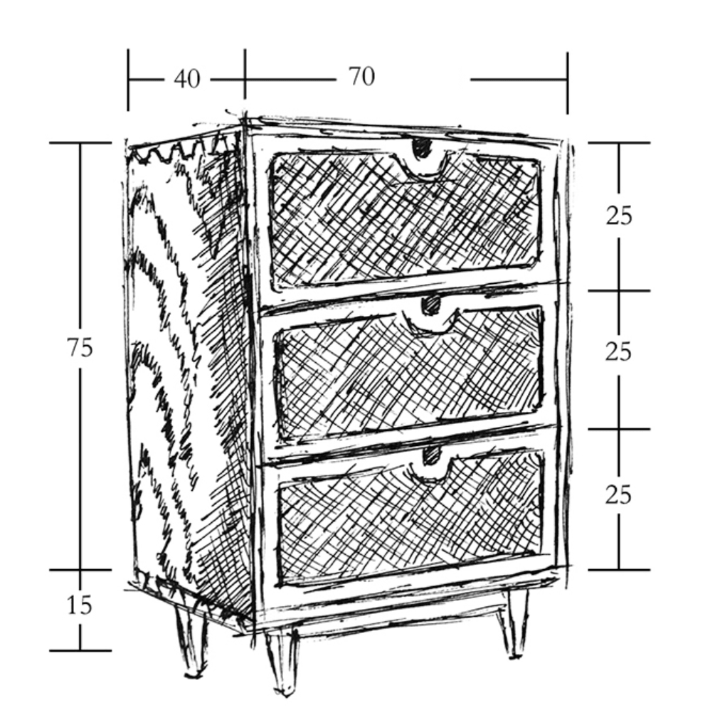 Pavia Chests Of Drawers, Natural Rattan & Oak | Weilai Concept