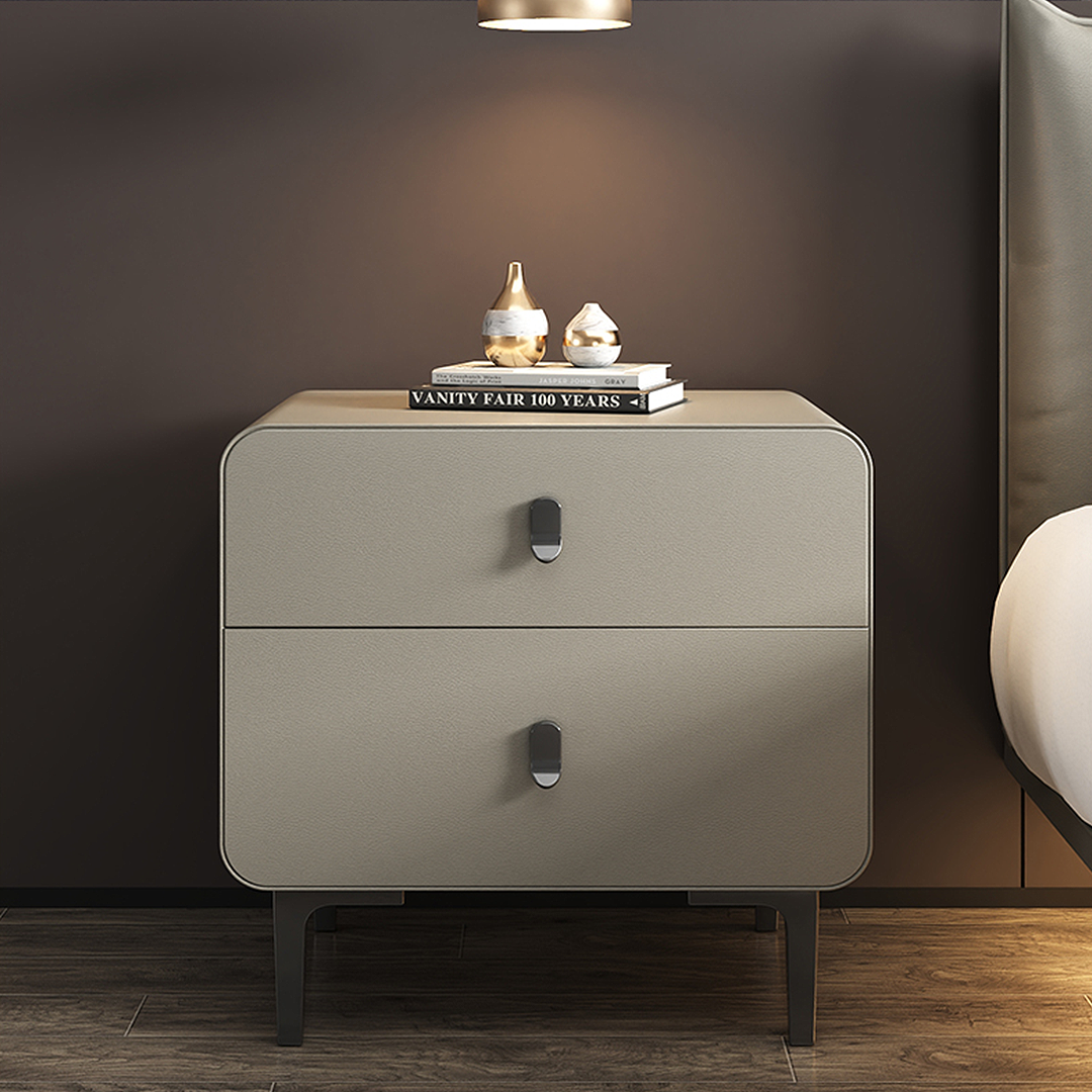 Valeria Bedside Table In Grey, Wood-Weilai Concept