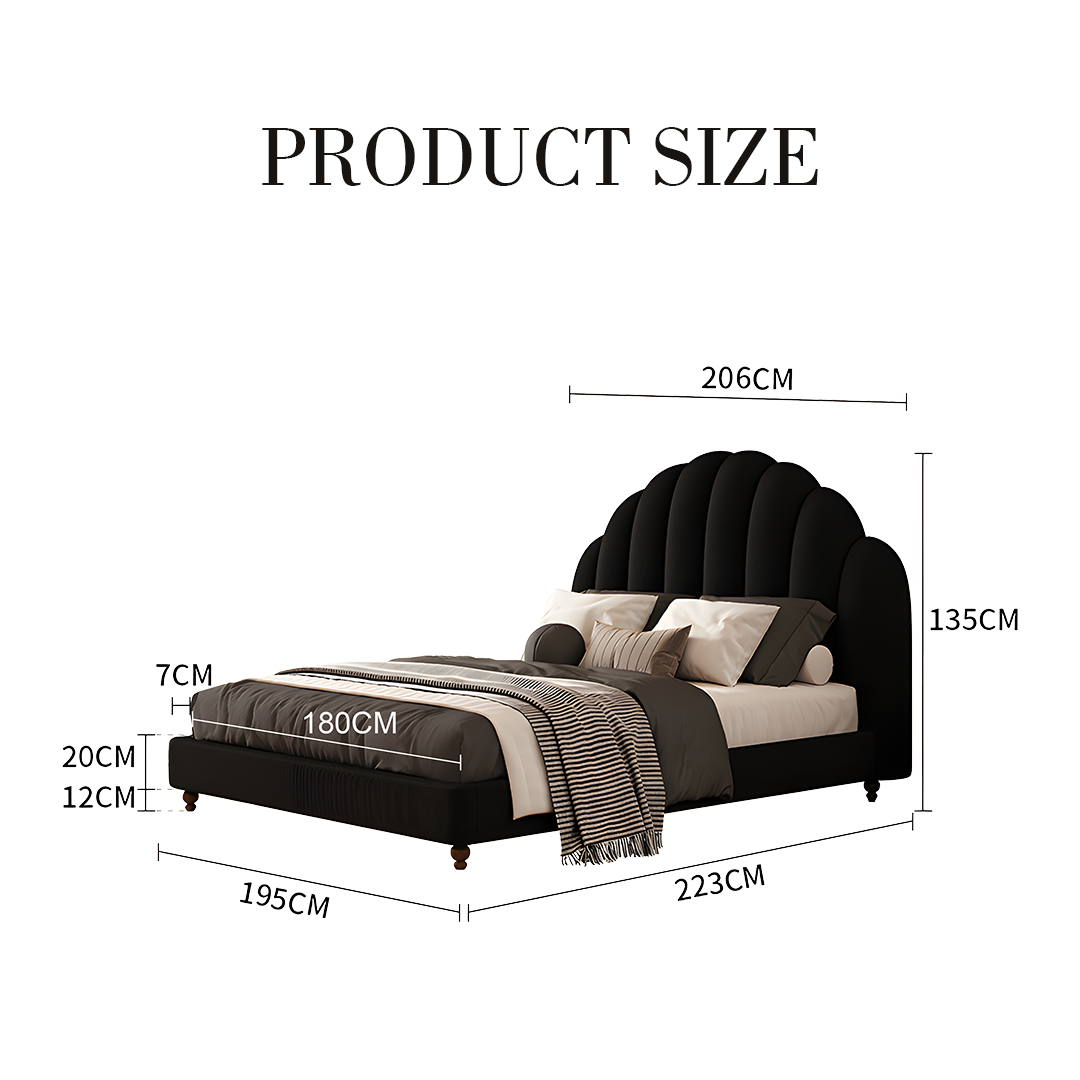 Cassian Small Double Bed, King Size Bed, Flannelette-Weilai Concept