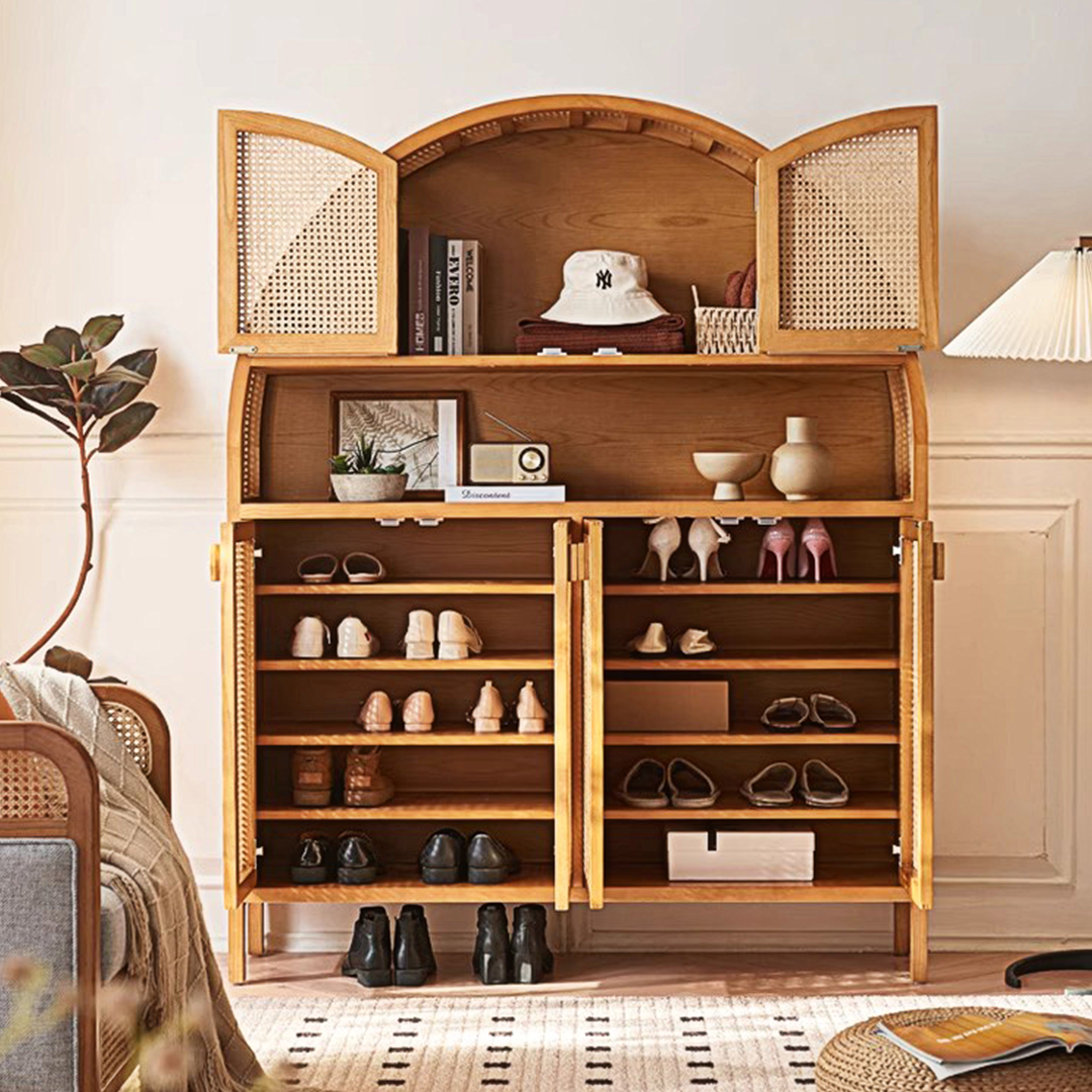 Eisha Rattan Shoe Storage, Cupboard, Solid Wood-Weilai Concept