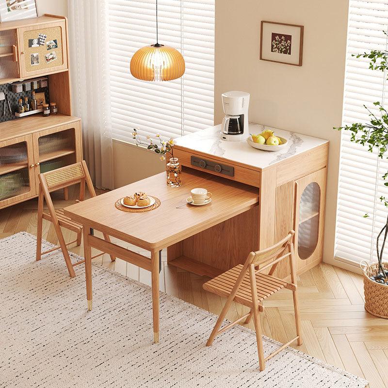 Dawn Extandable Dining Table Set With Side Storage, Solid Wood | Weilai Concept