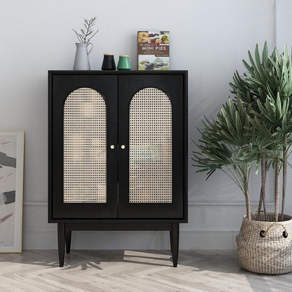 Neema Rattan Cabinet, Black | Weilai Concept