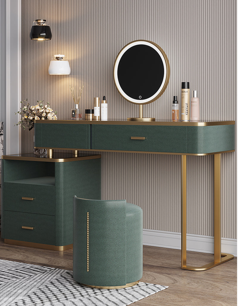 Casey-Lee Dressing Table with Mirror, Builtin Storage Box, Green Option for Clearance | Weilai Concept