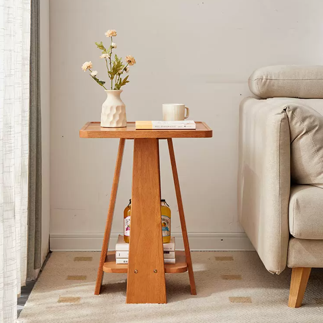 Eva Dne Side Table With Storage, Solid Wood-Weilai Concept