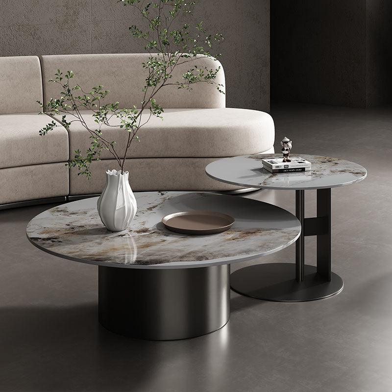 Coar Nesting Coffee Table Set, Gold & Grey | Weilai Concept