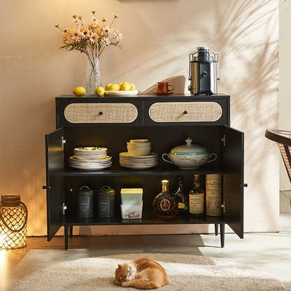 Barbary Rattan Sideboard, Black-Weilai Concept