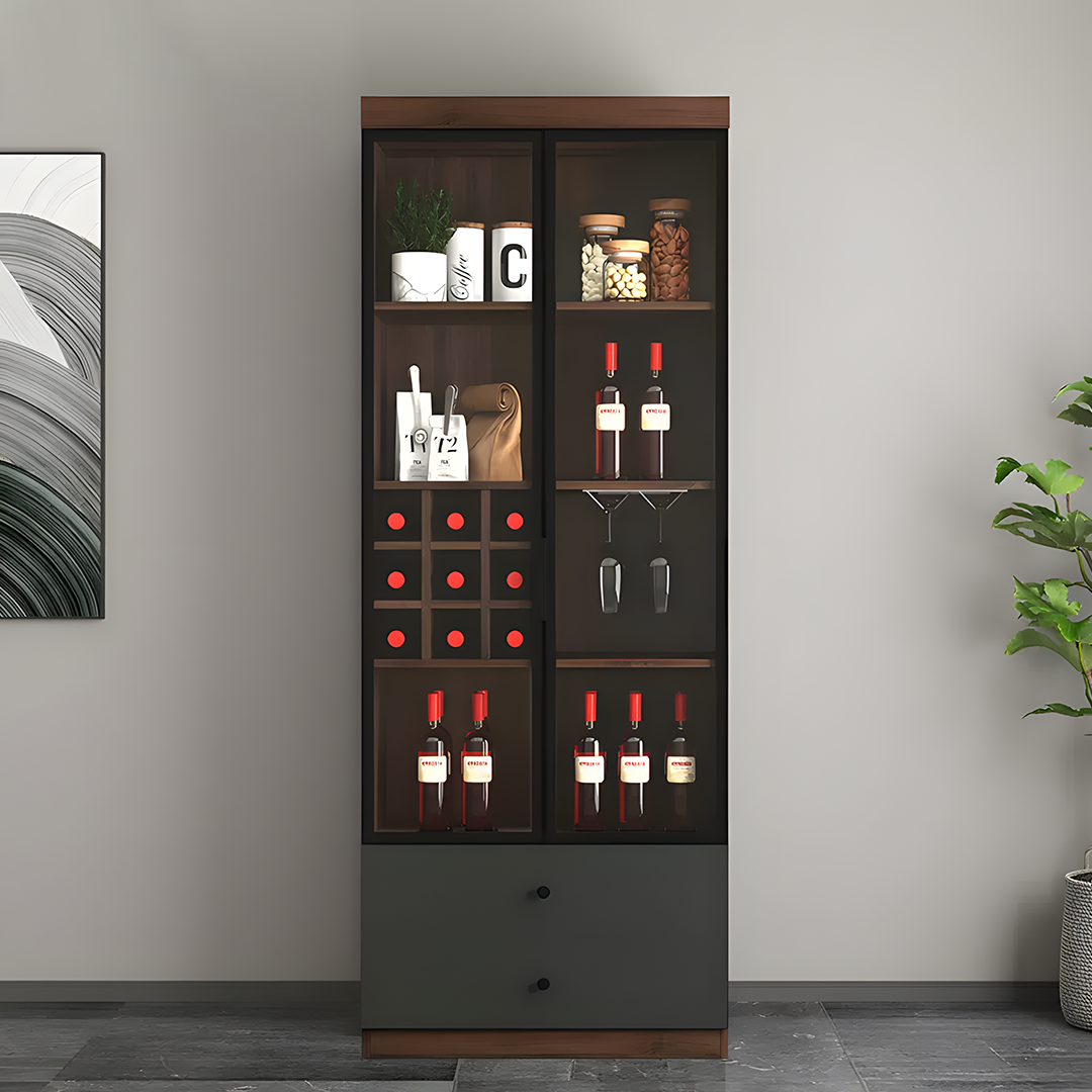 Silen Cocktail Drinks Cabinet, Drink Cabinet, Wine Cabinet, Wood & Glass-Weilai Concept