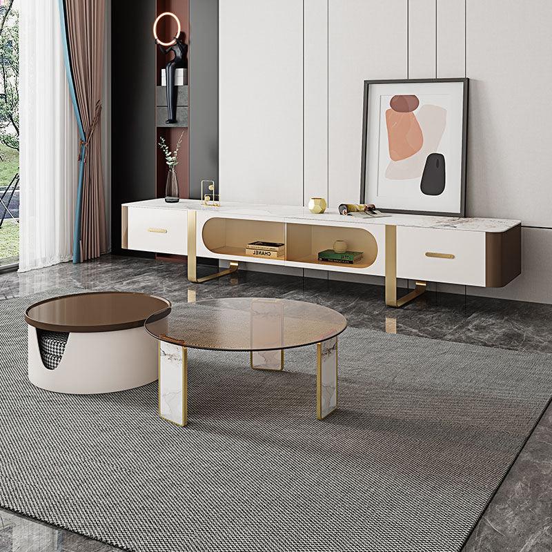 Hopetree White Coffee Table Set With TV Stand, | Weilai Concept