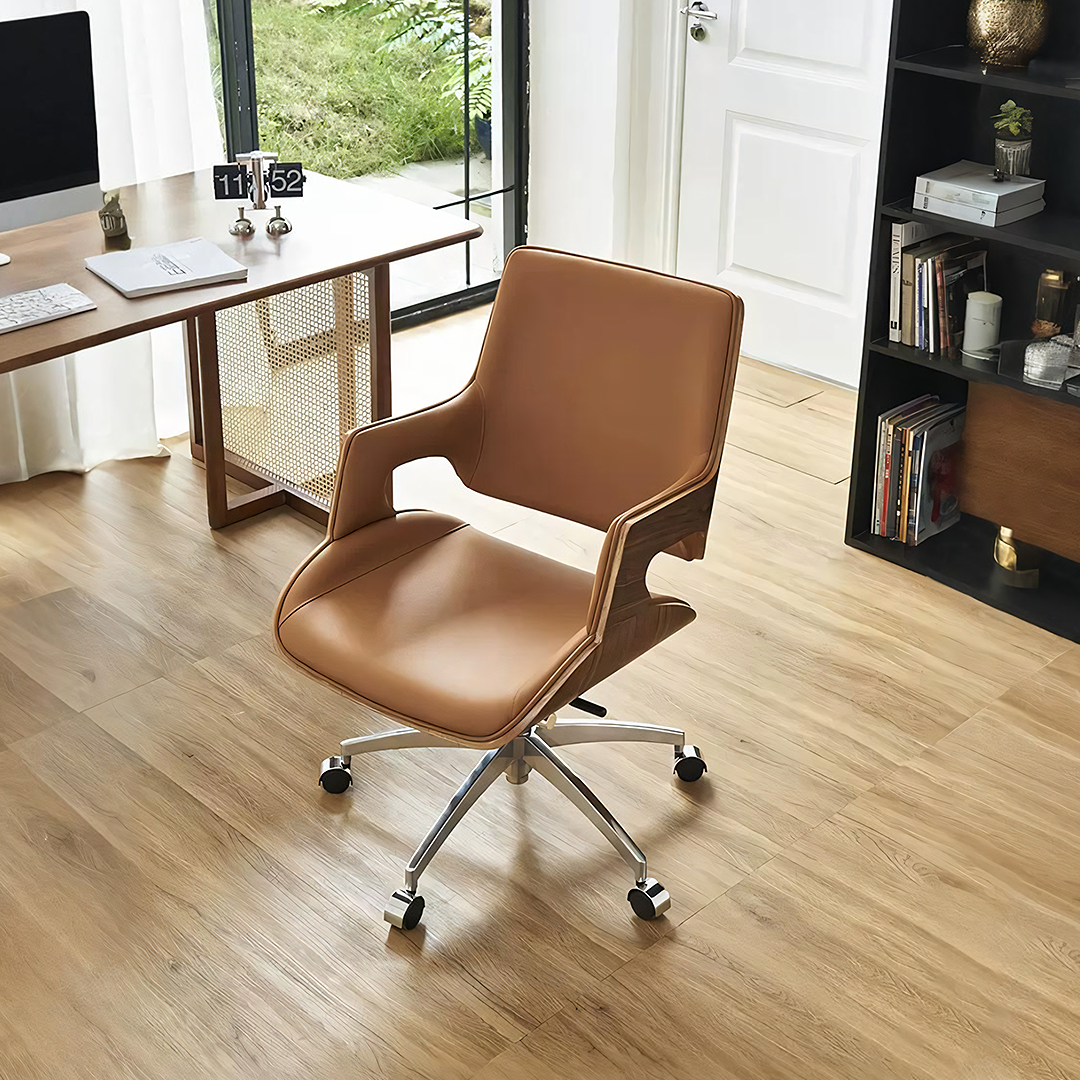 Drake Office Chair, Tan Leather, Reclining & Swivel