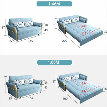 SB152 Two Seater Sofa Bed, Blue-Weilai Concept