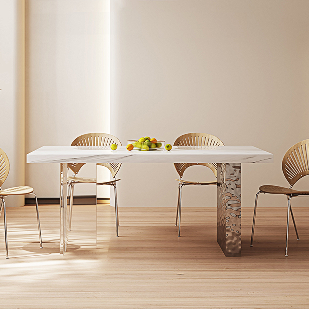 Madison Creamy Dining Table, Sintered Stone & Acrylic-Weilai Concept