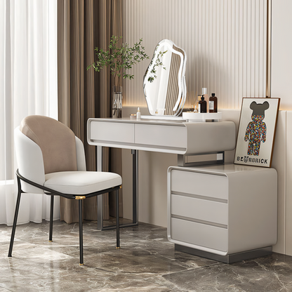 Dobson Dressing Table With LED Mirror, Cream Grey