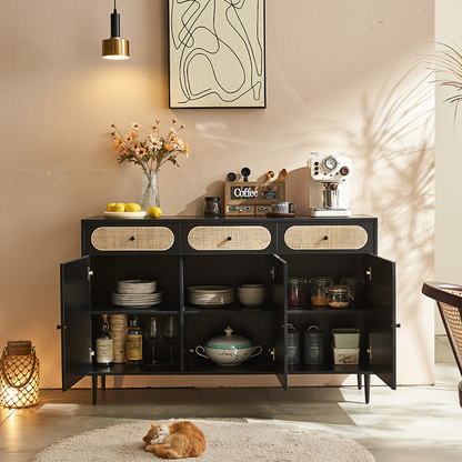 Ballard Rattan Sideboard, Black-Weilai Concept