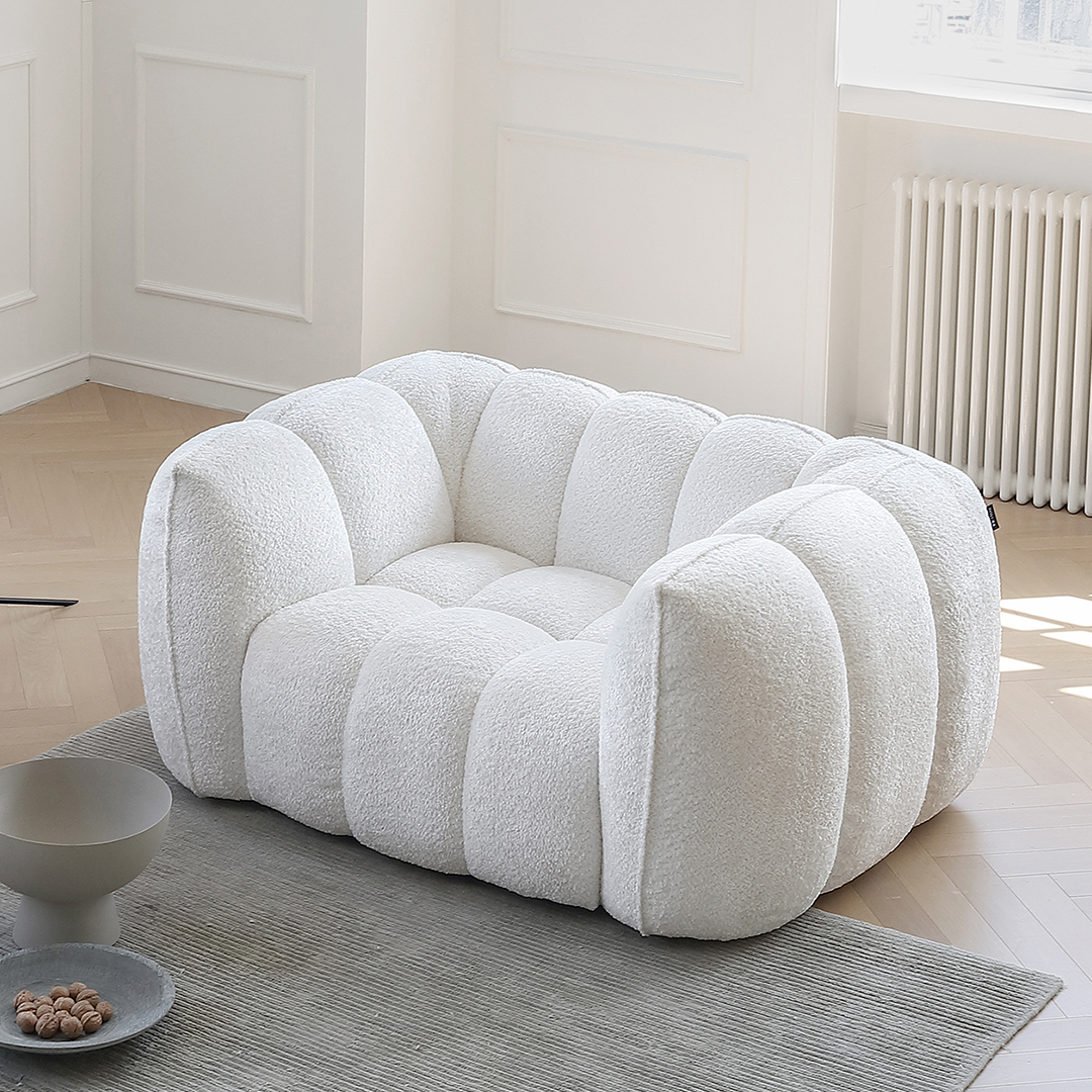 Oxley Pumpkin Single Sofa, Armchair, White-Weilai Concept