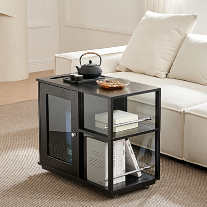 Aglaea Side Table With Storage, Black-Weilai Concept