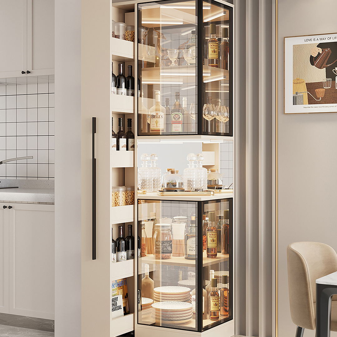 Aquila Wine Storage Cabinet, Modern Drinks Cabinet, With Trolley