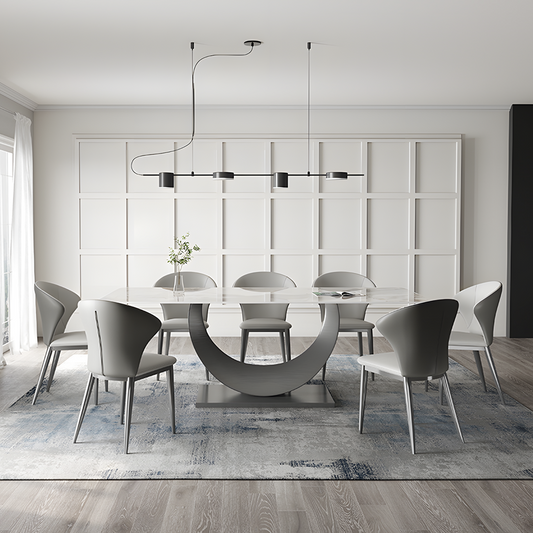 Vera Dining Table & Chairs, Sintered Stone, White-Weilai Concept