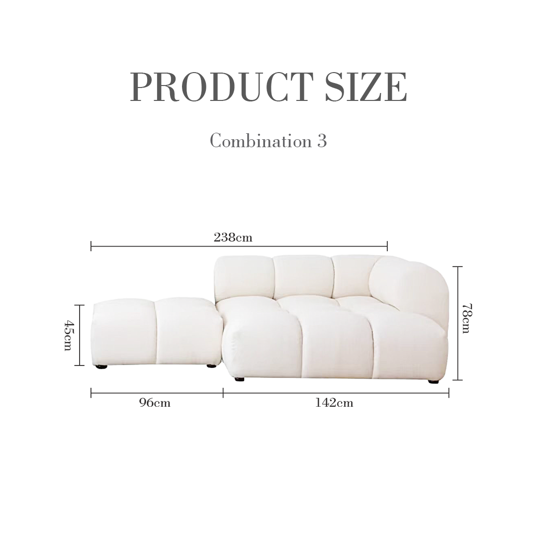 Lysander Velvet Module Three Seater Sofa, White-Weilai Concept