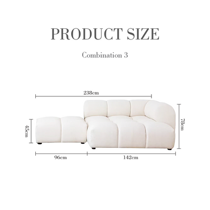 Lysander Velvet Module Three Seater Sofa, White-Weilai Concept