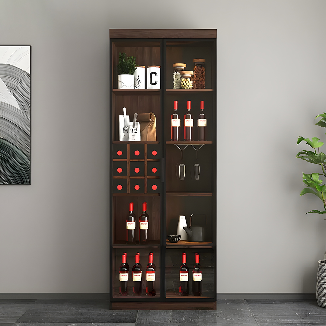 Silen Cocktail Drinks Cabinet, Drink Cabinet, Wine Cabinet, Wood & Glass-Weilai Concept