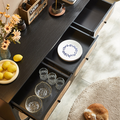 Ballard Rattan Sideboard, Black-Weilai Concept