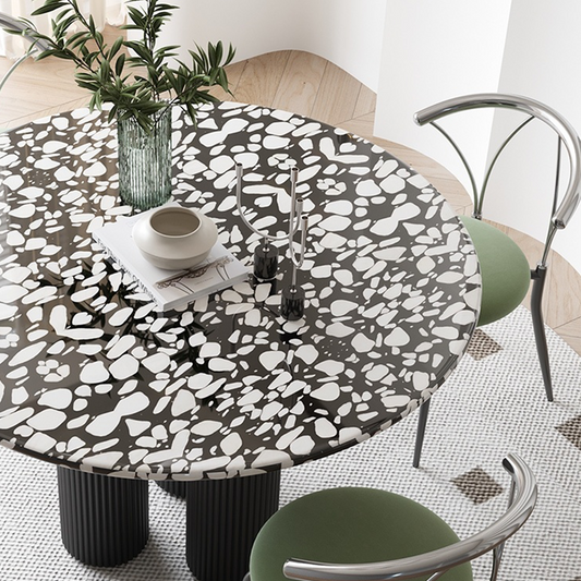 Nelli Modern Round Dining Table, Marble-Weilai Concept