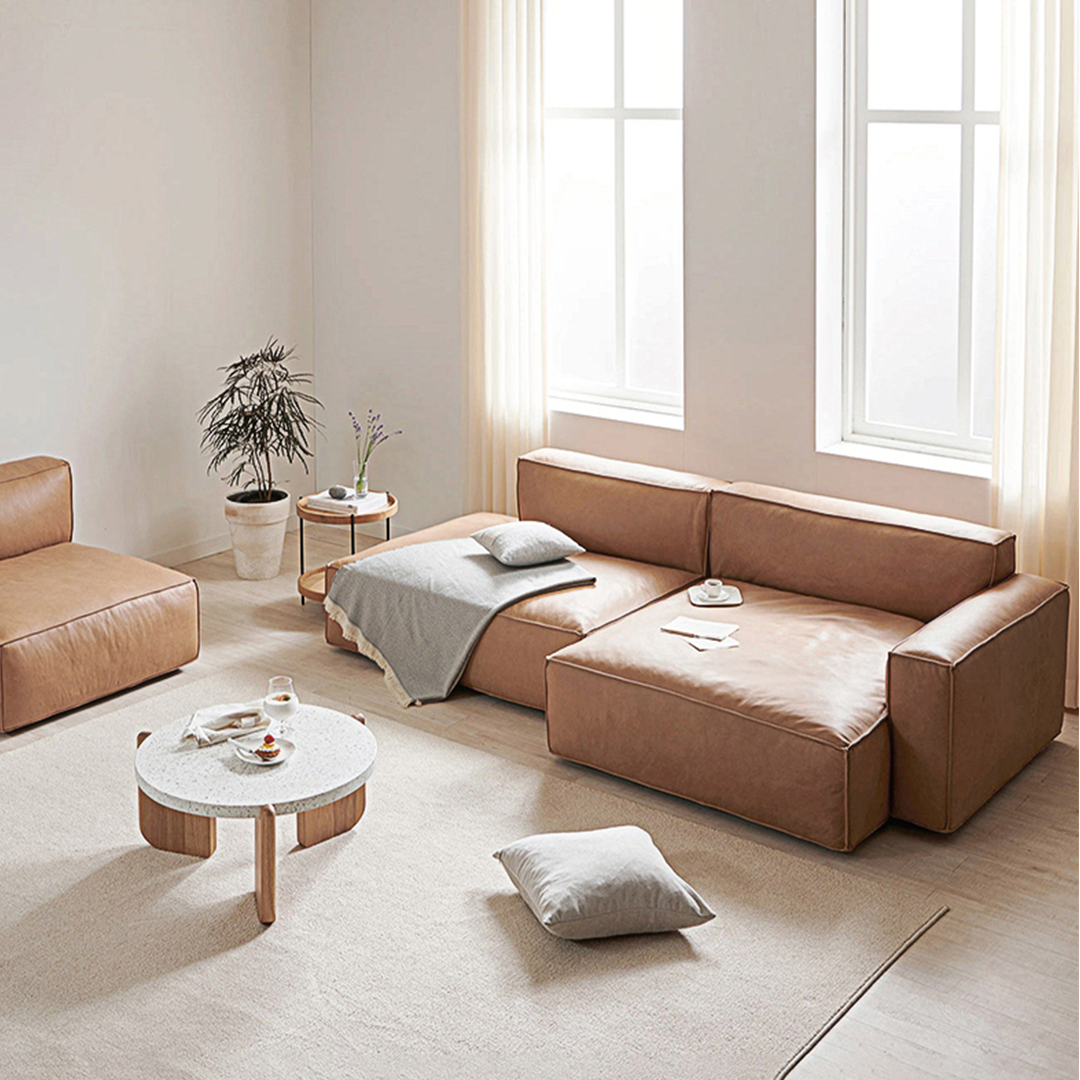 Lucian Four Seater modular Sofa, Real Leather-Weilai Concept