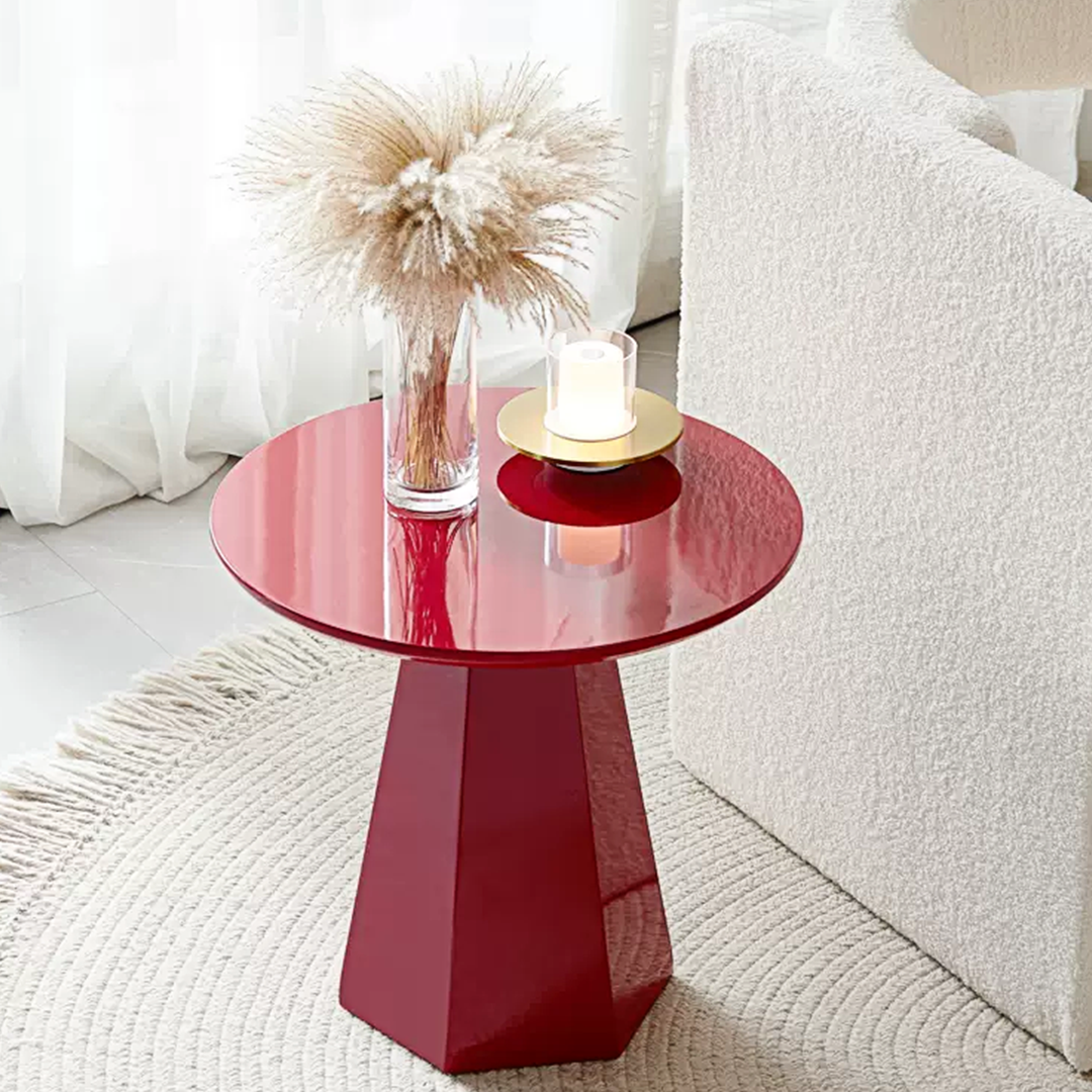 Melpomene Round Side Table, Red-Weilai Concept