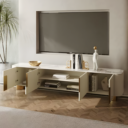 Athena TV Stand, Cream & Gold