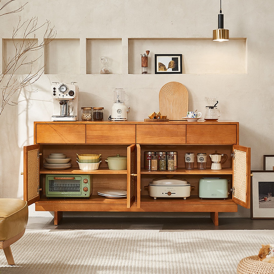 Hadza Narrow Sideboard, Solid Wood-Weilai Concept