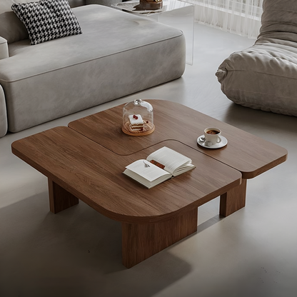 Helios Square Coffee Table Set, Black & Walnut