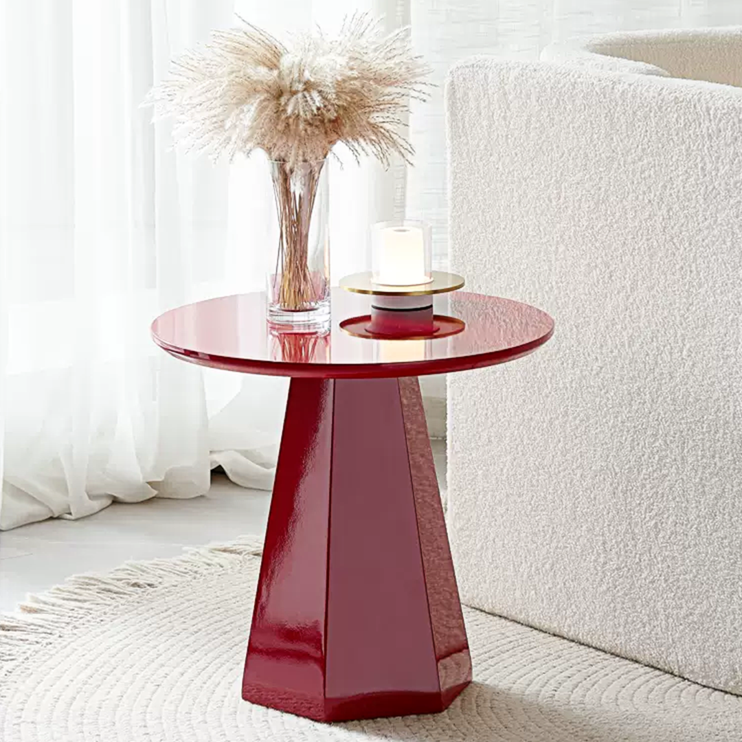 Melpomene Round Side Table, Red-Weilai Concept