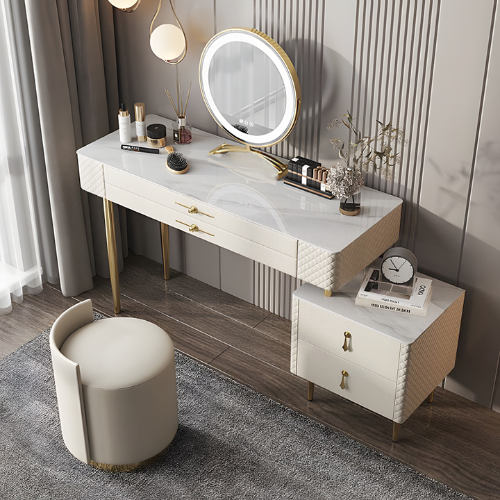 Prestigio Dressing Table With LED Mirror, White-Weilai Concept