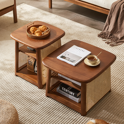 Nordic Square Coffee Table Set, Rattan-Weilai Concept