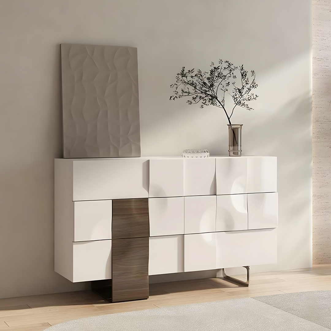 Elena Wooden Sideboard, Solid Wood, White Or Black-Weilai Concept