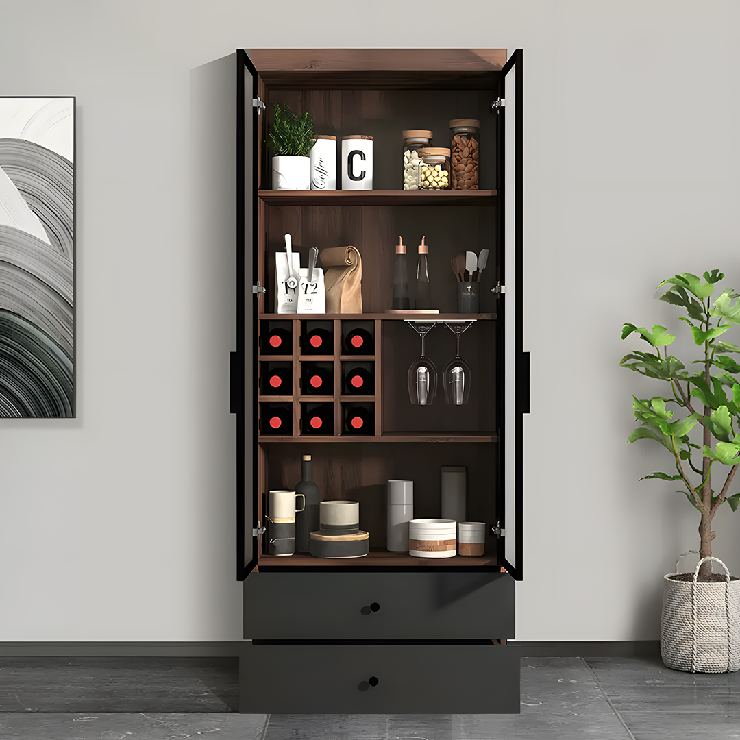 Silen Cocktail Drinks Cabinet, Drink Cabinet, Wine Cabinet, Wood & Glass-Weilai Concept