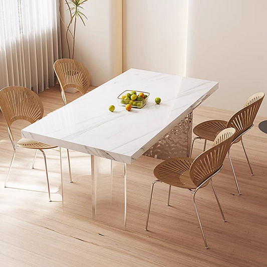 Madison Creamy Dining Table, Sintered Stone & Acrylic-Weilai Concept