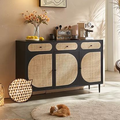 Ballard Rattan Sideboard, Black-Weilai Concept