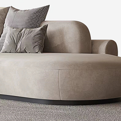 Cosima Grey Three Seater Long Curved Sofa, Velvet-Weilai Concept