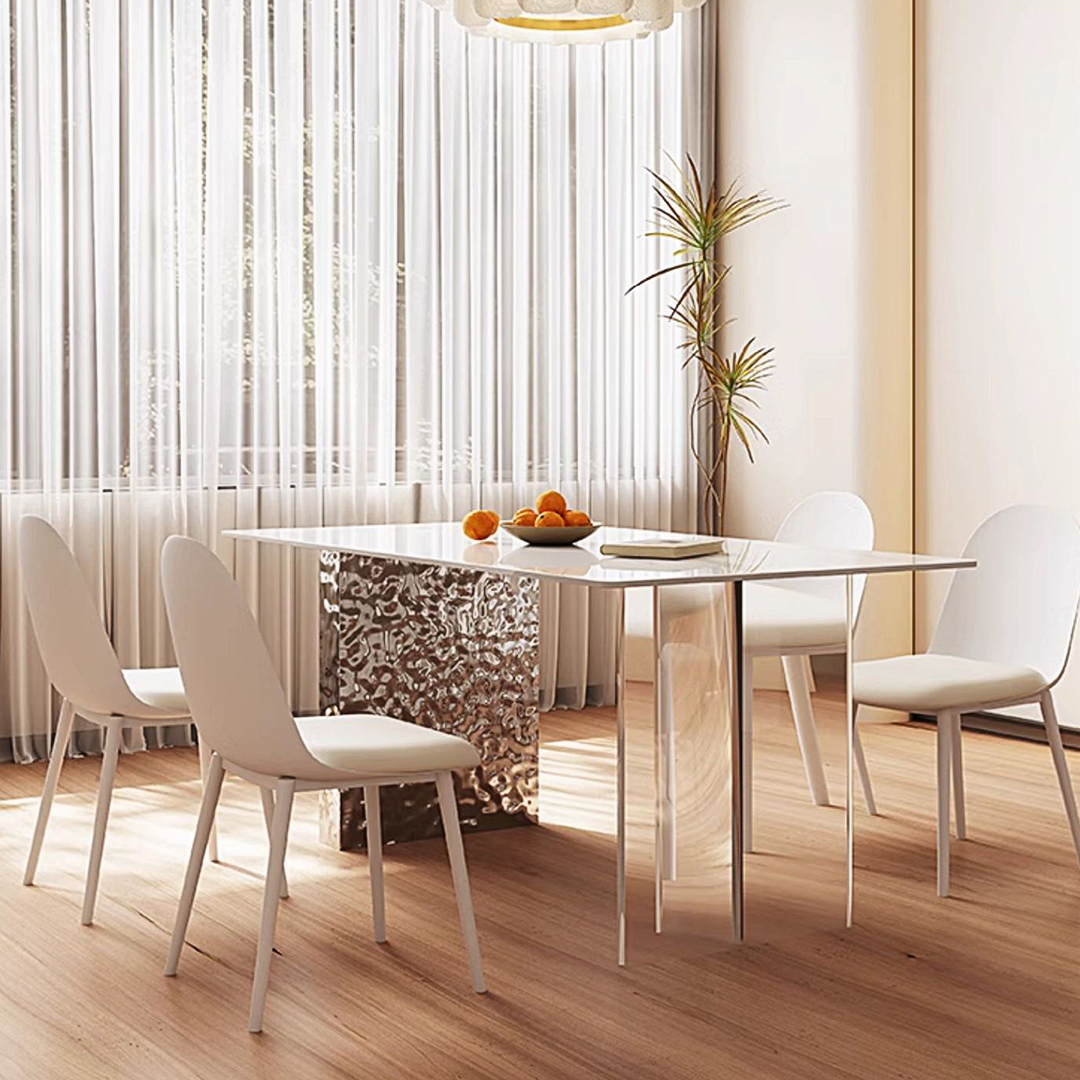 Madison Creamy Dining Table, Sintered Stone & Acrylic-Weilai Concept